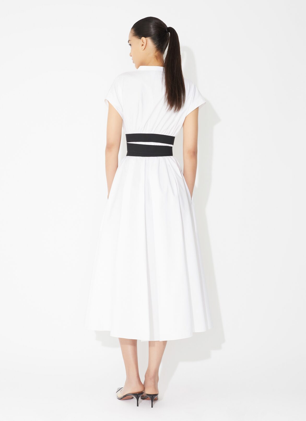 Poplin cross belt dress ALAÏA WHITE POPLIN CROSS BELT DRESS